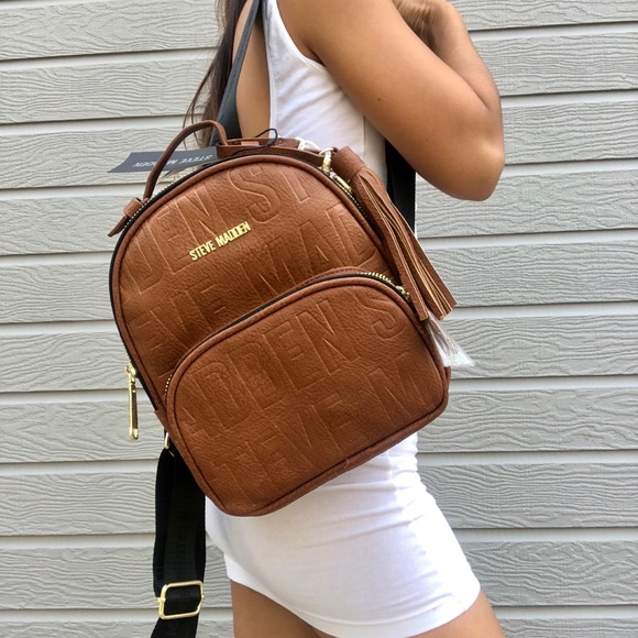 Steve Madden Handbags - Steve Madden Cognac New Logo Backpack